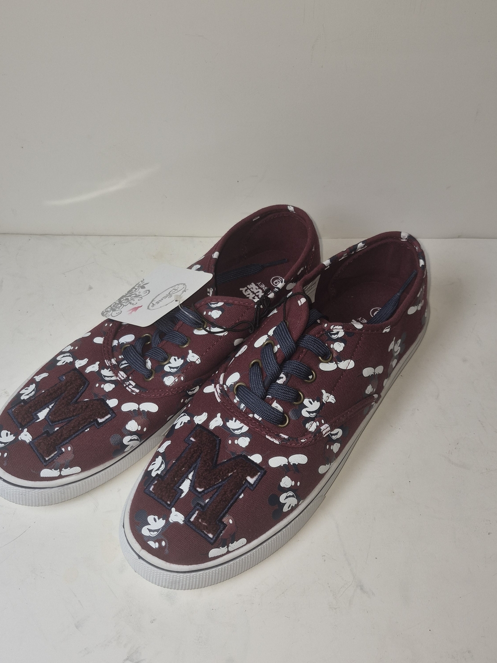 Disney Maroon and White Mickey Pattern Athletic Shoes